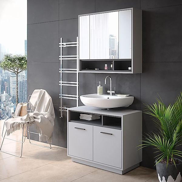 Vicco Waschbeckenunterschrank Beatrice Grau/Anthrazit 80 x 64 cm günstig online kaufen