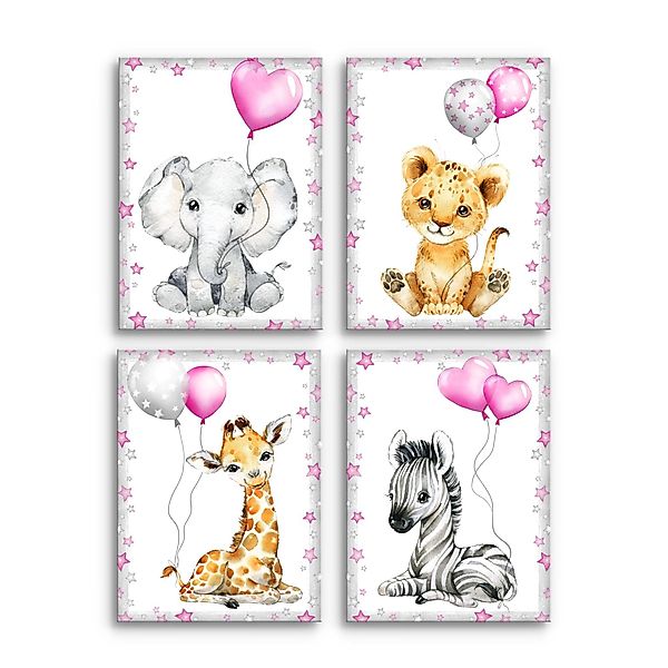 Novart Wandbild Kinderzimmer Wandbilder Set Tiere günstig online kaufen