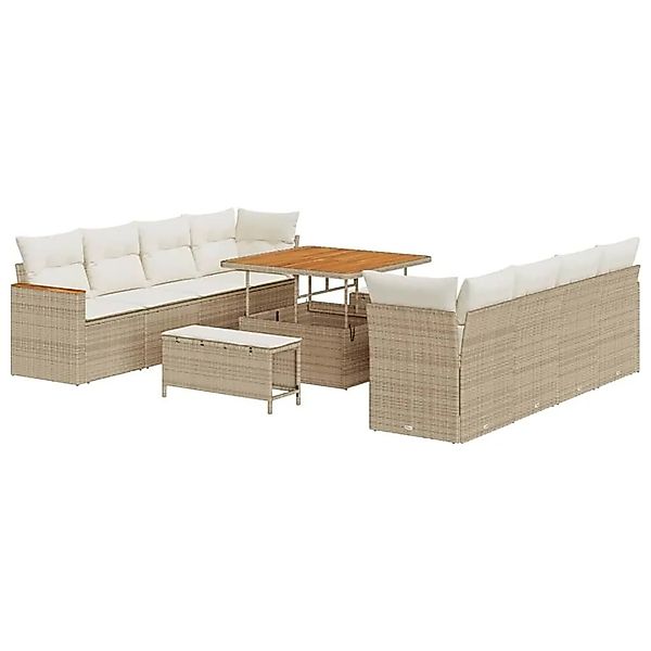vidaXL Gartensofa-set mit Kissen 11-Tlg Beige Poly-Rattan 3364976 günstig online kaufen
