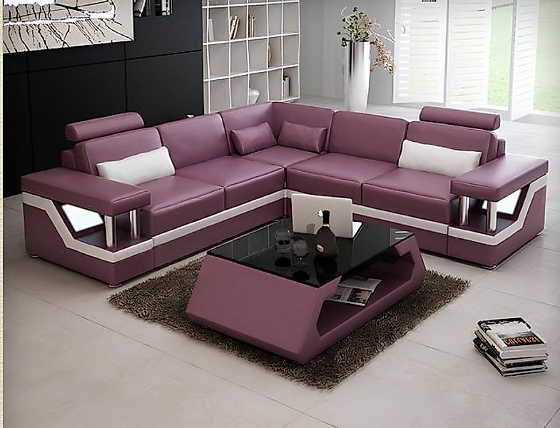 Xlmoebel Ecksofa Großes Ledersofa mit USB-Anschluss Set für das Wohnzimmer günstig online kaufen