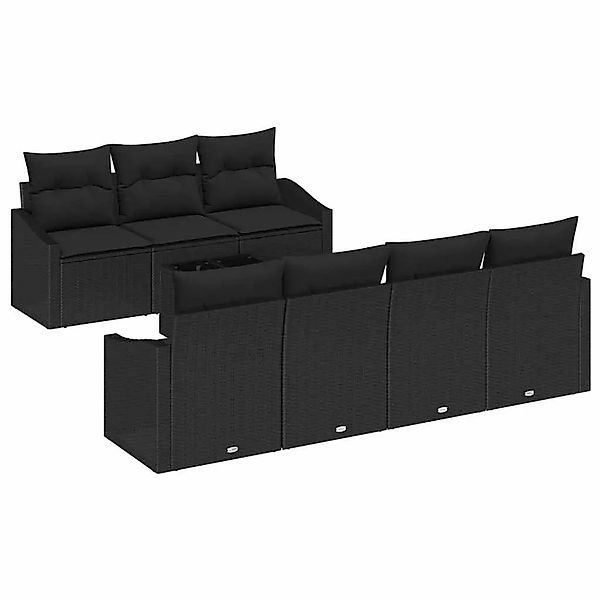 vidaXL Sofa Set mit Kissen mit Speicher 8-Tlg Schwarz Poly-Rattan 3355302 günstig online kaufen