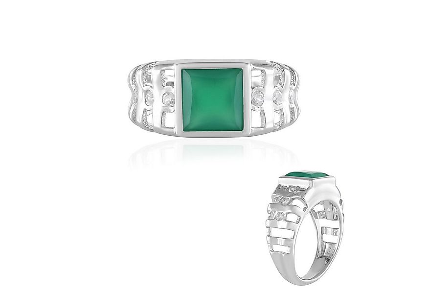 Cavill Silberring Cavill Ring 2,03 ct Grüner Onyx, Zirkon 0,26 ct, platinpl günstig online kaufen