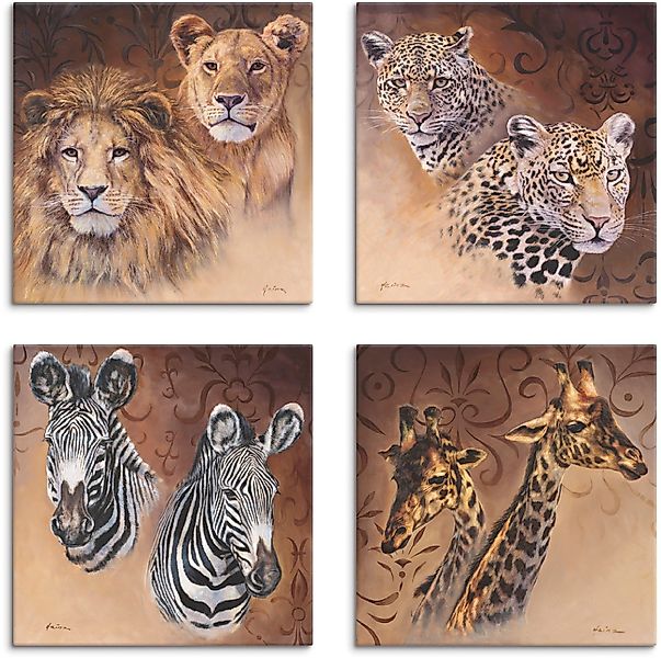 Artland Leinwandbild Löwen Leoparden Zebra Giraffen, günstig online kaufen
