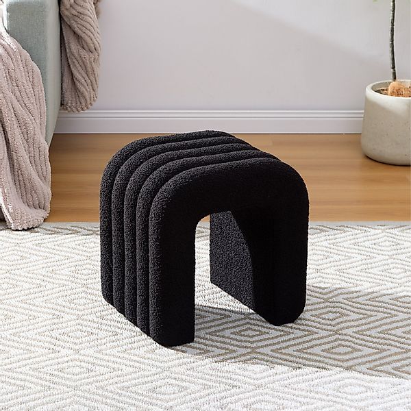 Navaris Sitzhocker Boucle Ottoman - Sitzhocker in Bogenform - Weicher Fußho günstig online kaufen