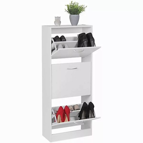 furnicato Schuhschrank BELLA mit 3 Fächern zum Klappen Schuhkommode 125 cm günstig online kaufen