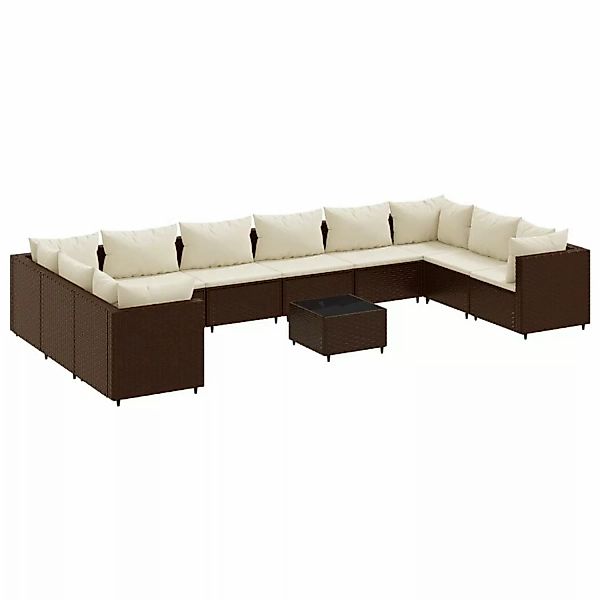 vidaXL 11-tlg Garten-Lounge-Set mit Kissen Braun Poly Rattan Modell 31 günstig online kaufen