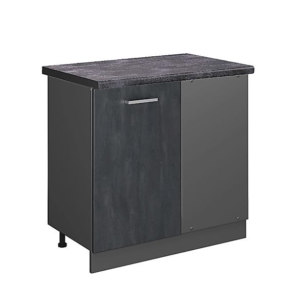 Vicco Eckunterschrank R-Line Schwarz Beton/Anthrazit 86 cm AP Anthrazit günstig online kaufen