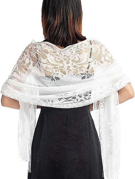 Coonoor Seidenschal Damen Blumen Umschlagtuch Umhang Schal Spitzenschal günstig online kaufen