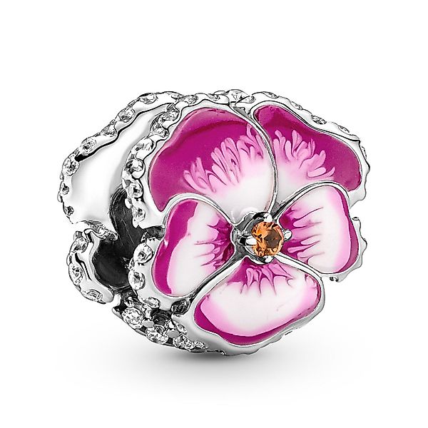 Pandora Blumenanhänger Charm Silber Pinkfarbenes Stiefmütterchen günstig online kaufen
