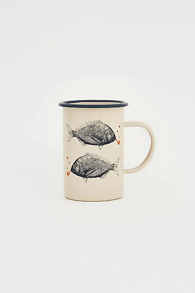 Großer Metalltrinkbecher Fischmotive, Höhe 11,5 cm günstig online kaufen