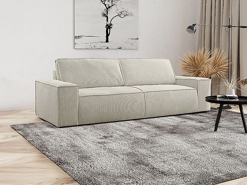Schlafsofa 4-Sitzer - Cord - Beige - AMELIA günstig online kaufen