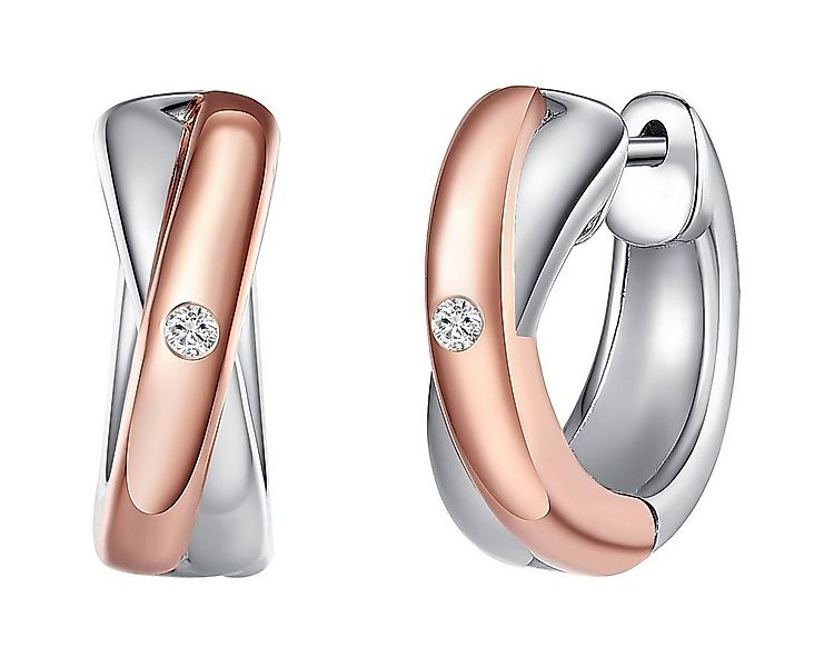 Rafaela Donata Paar Creolen silber/roségold, mit Diamanten günstig online kaufen