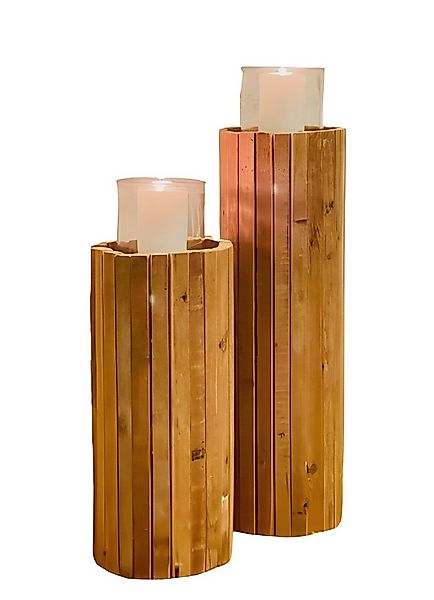 Dekoleidenschaft Bodenwindlicht Windlichtsäule "Rustikal" aus recyceltem Ho günstig online kaufen