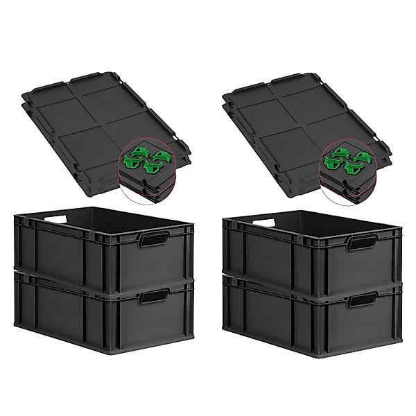 PROREGAL SuperSparSet 4x Eurobox Nextgen Grip Mit Auflagedeckel Und Grünen günstig online kaufen