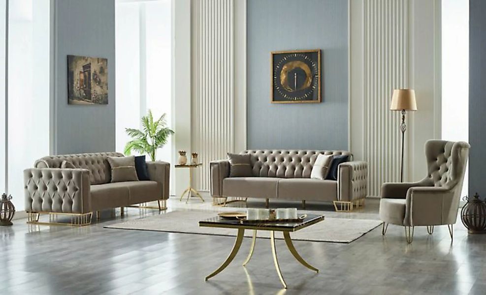 Villa Möbel Polstergarnitur Sigma Beige, (Set, 3-tlg), Hand Made Quality, p günstig online kaufen