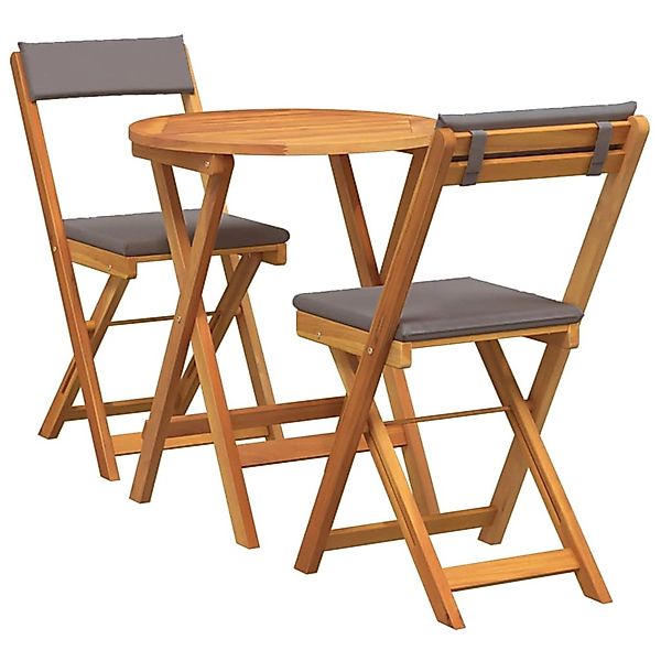 vidaXL Garten Bistro Set mit Kissen 3-Tlg Braun Akazie Massivholz 4105502 günstig online kaufen