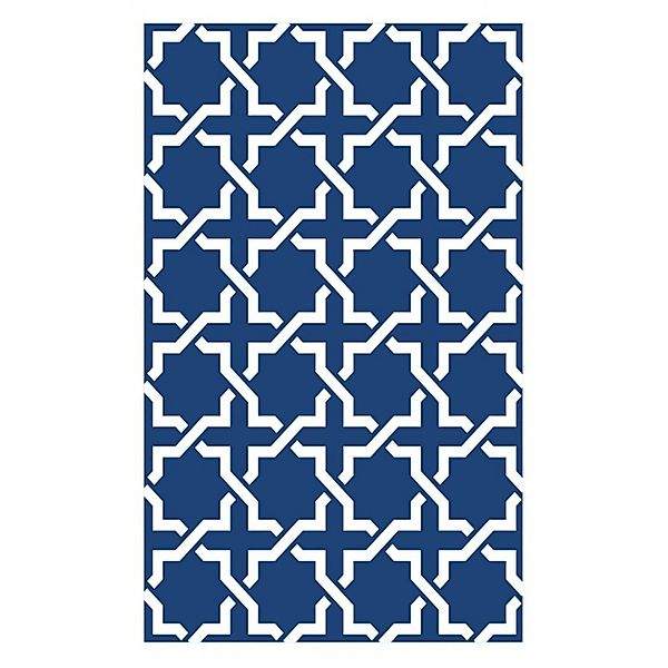 Jet-Line Indoorteppich Modern Blau mit Geometrischen Mustern 90 x 150 cm günstig online kaufen