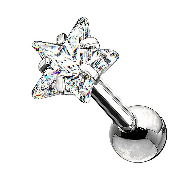 Taffstyle Piercing-Set Tragus Chirurgenstahl mit Stern Zirkonia Silber 1,2m günstig online kaufen