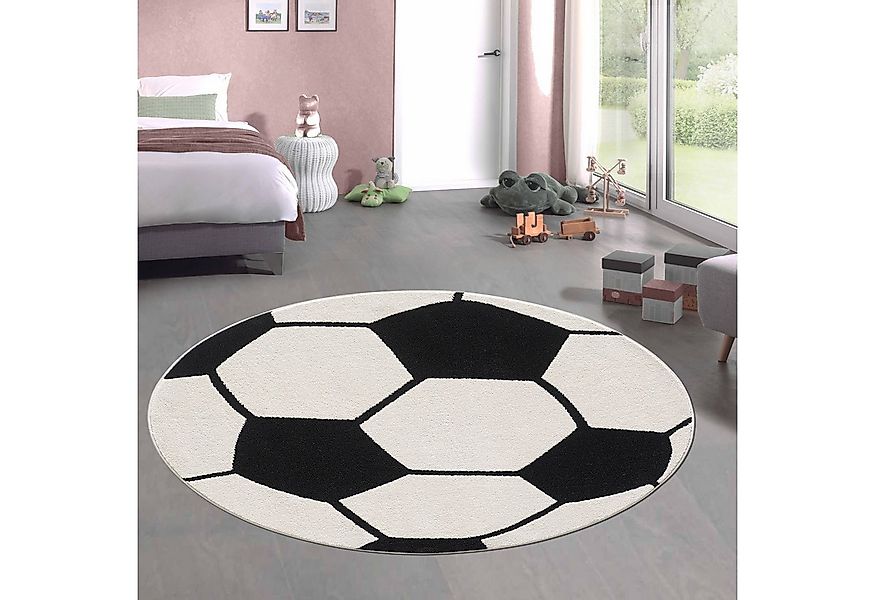Carpetia Kinderteppich Runder Fußball-Teppich Kinderzimmer & Spielzimmer in günstig online kaufen