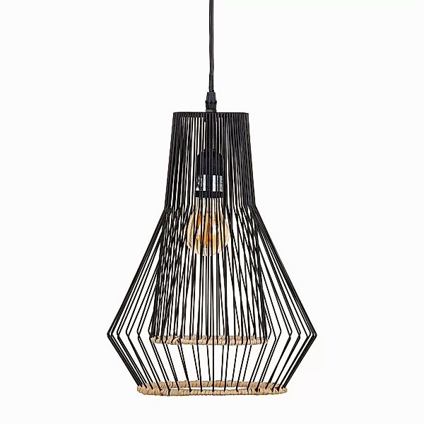 Deckenlampe 28 X 28 X 36 Cm Metall Weiß Rattan günstig online kaufen