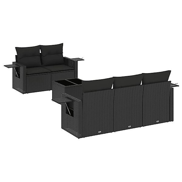vidaXL 6-Tlg Garten-Sofagarnitur mit Kissen Schwarz Poly Rattan 3219894 günstig online kaufen
