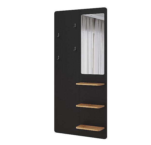 Vicco Garderobenschrank Jochen, Schwarz/Eiche, 70 x 150 cm mit Spiegel (1-S günstig online kaufen
