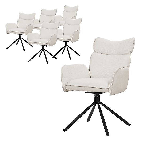 ML-Design Esszimmerstühle Drehbar 6Er Set Beige mit Stoffbezug günstig online kaufen