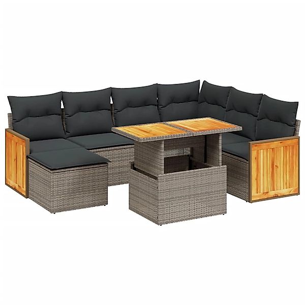 vidaXL 8-Tlg Garten-Sofagarnitur mit Kissen Grau Poly Rattan 3274077 günstig online kaufen