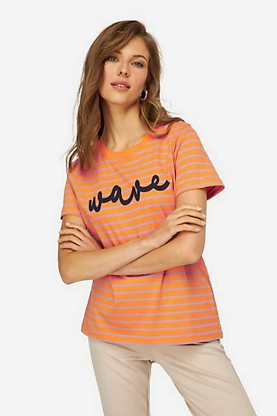 Laurasøn T-Shirt T-Shirt Ringel Statement Stickerei Rundhals günstig online kaufen