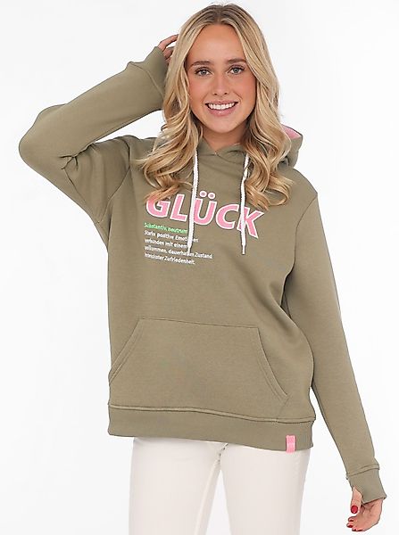 Zwillingsherz Hoodie "Glück" mit Schriftzug Glück günstig online kaufen