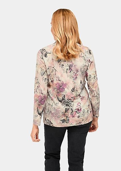GOLDNER Print-Shirt "Kurzgröße Florales Blusenshirt mit V-Ausschnitt" Blüte günstig online kaufen