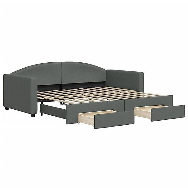 vidaXL Bett, Tagesbett Ausziehbar mit Schubladen Dunkelgrau 90x190 cm Stoff günstig online kaufen