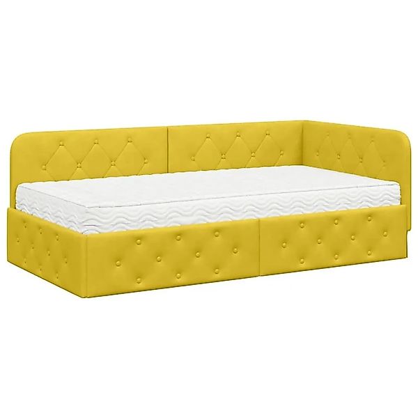 vidaXL Eckbettgestell mit Matratze mit Kopfteil Gelb 100 x 200 cm Samt 3394 günstig online kaufen