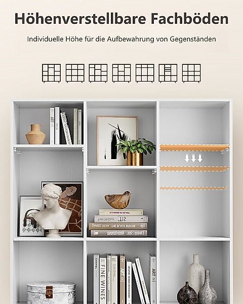 Totnz Bücherregal 5 Etagen mit 9 Würfelfächern -Hohes Bücherregal, 100x25x1 günstig online kaufen