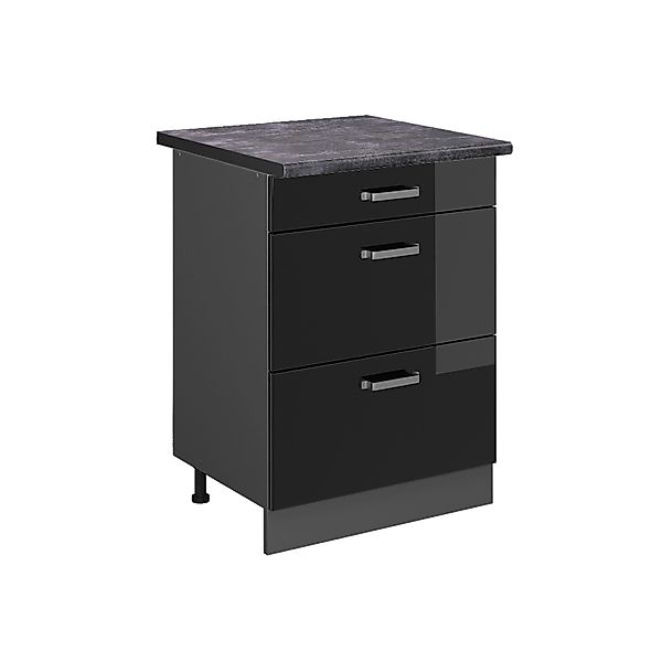 Vicco Küchenunterschrank R-Line Schwarz Hochglanz/Anthrazit 60 cm mit Schub günstig online kaufen