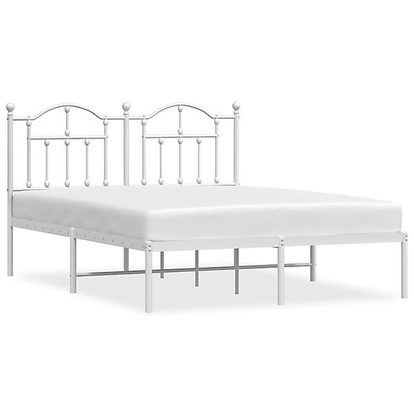 vidaXL Bettgestell Bettrahmen mit Kopfteil Metall Weiß 140x200 cm Bett Bett günstig online kaufen