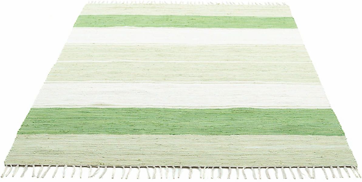 THEKO Teppich »Stripe Cotton, handgewebt«, rechteckig, 5 mm Höhe, Flachgewe günstig online kaufen