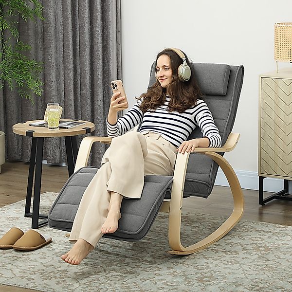 HOMCOM Schaukelstuhl Schaukelsessel mit Massagefunktion, Heizung, Kopfstütz günstig online kaufen