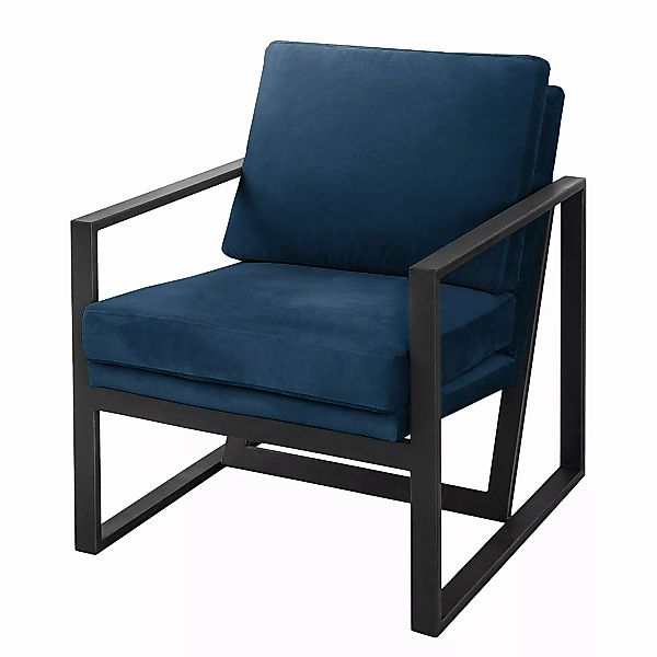 home24 ars manufacti Sessel Brock II Marineblau Samt 74x81x90 cm (BxHxT) günstig online kaufen