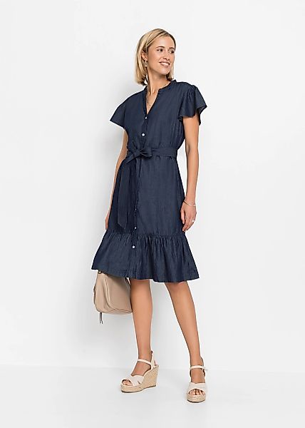bonprix Jeanskleid 1 tlg. für warme Tage, Kurzarm, aus Baumwolle, figurbeto günstig online kaufen