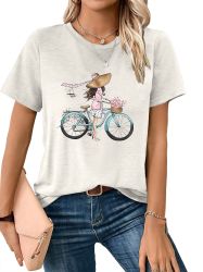 PYLIKE Print-Shirt Damen Casual Kurzarmshirt mit günstig online kaufen