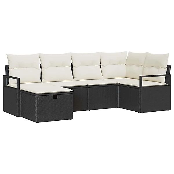 vidaXL Sofa Set mit Kissen mit Speicher Schwarz und Creme Poly-Rattan 33591 günstig online kaufen
