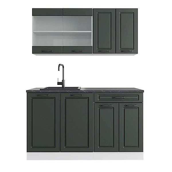 Vicco R-Line Singleküche Anthrazit Landhaus/Weiß 140 cm AP Anthrazit günstig online kaufen