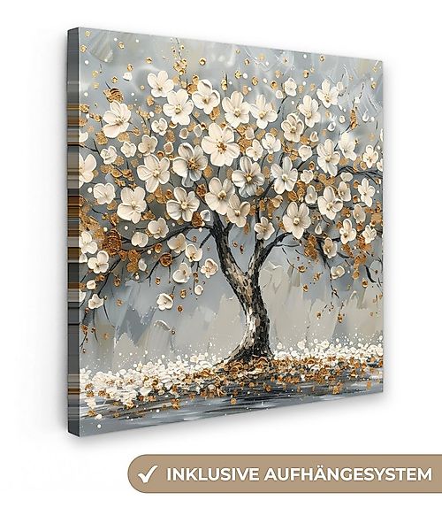 OneMillionCanvasses® Leinwandbild Baum - Gold - Blumen - Abstrakt - Kunst, günstig online kaufen