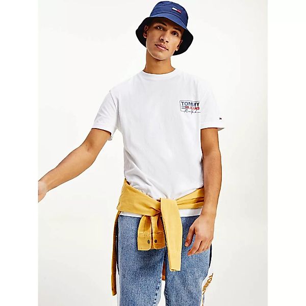 Tommy Jeans – T-Shirt in Weiß mit „New York”-Schriftzug und Box-Logoprint h günstig online kaufen