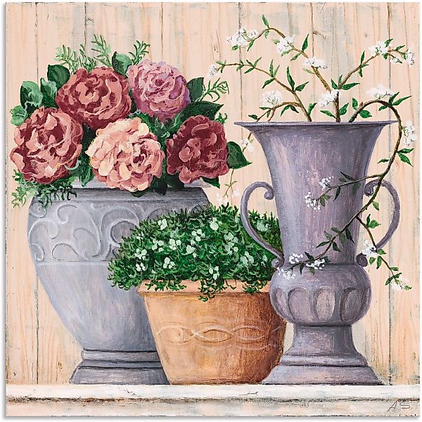 Artland Wandbild "Antike Blumen hell", Vasen & Töpfe, (1 St.) günstig online kaufen
