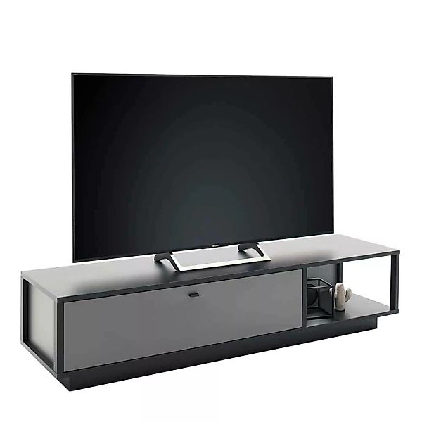 TV Tisch in Grau einer Schublade & offenem Fach günstig online kaufen