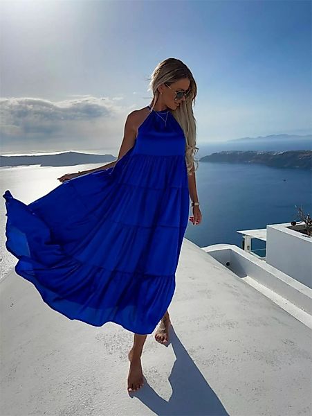 RUZU UG Dirndl Neckholder Kleid Röcke Strandkleid Mehrlagiges ärmelloses Fa günstig online kaufen