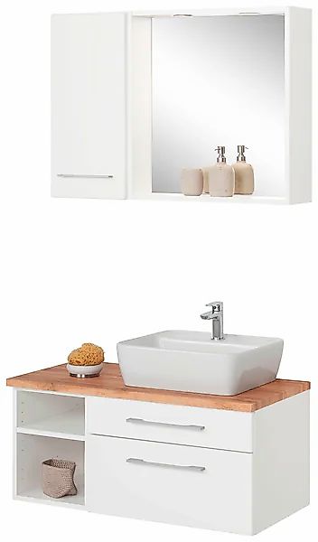 welltime Badmöbel-Set »Davos« 3 Stk. tlg. Waschplatz, Hängeschrank und Bad- günstig online kaufen