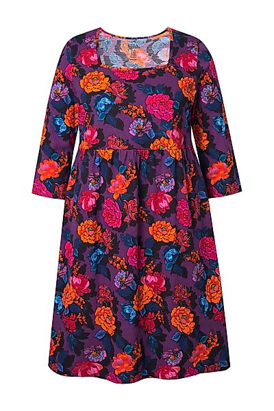 Ulla Popken Jerseykleid Jerseykleid A-Linie Carré-Ausschnitt günstig online kaufen